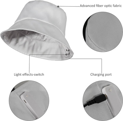 lumisonata LED Rave Bucket Hat Light up Fisherman Cap Party Festival Gear